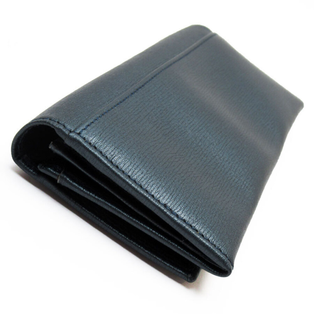 Gucci Metallic Leather Silver Bi long blue fold wallet Silver Blue